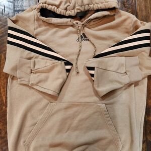 Adidas Beige Hoodie with Black Accents